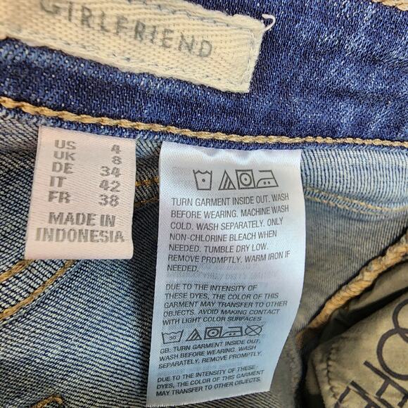 LOGO Lori Goldstein Girlfriend Jeans Size 4 28" High Waist Stretch Distressed - Picture 13 of 14